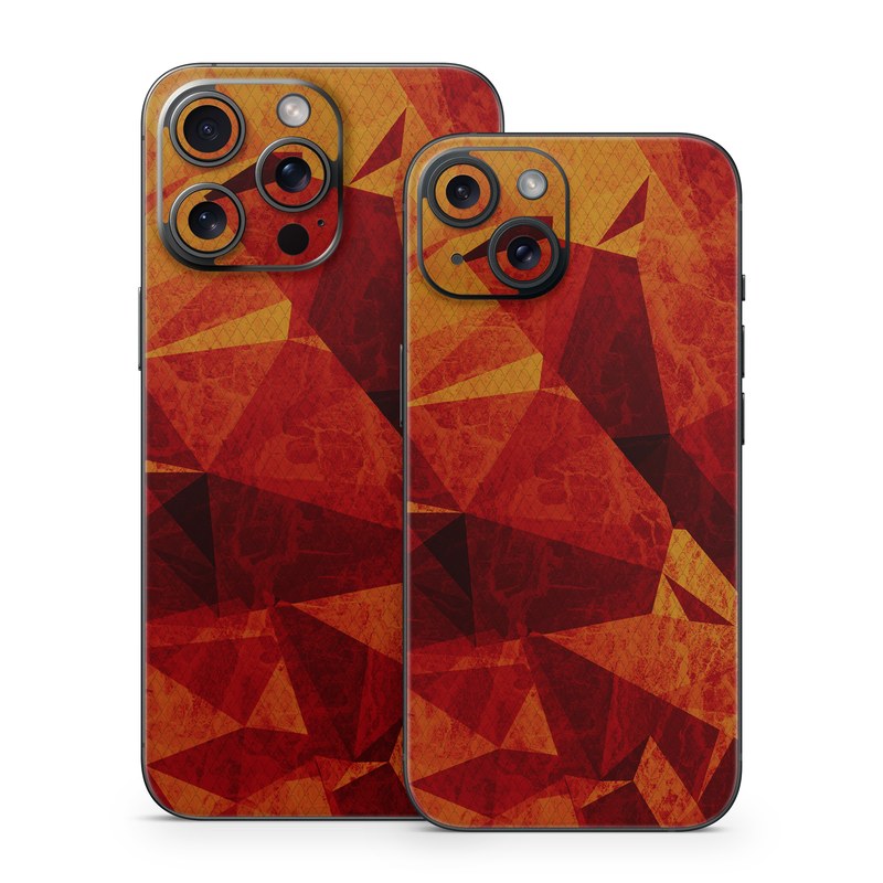iPhone 15 Series Skin design of Orange, Red, Yellow, Triangle, Pattern, Amber, Design, Art, Visual arts, Modern art, with black, orange, yellow colors