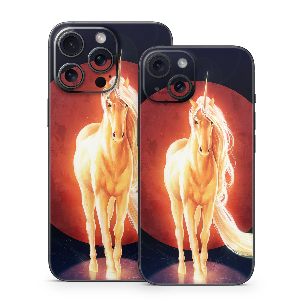 iPhone 15 Series Skin design of Hair, Horse, Human body, Jaw, Art, Entertainment, Heat, Neon, Flame, Tail, with black, red, orange, yellow, white, purple colors