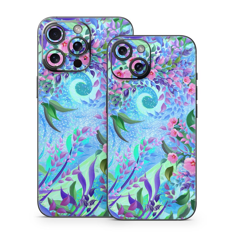 iPhone 15 Series Skin design of Psychedelic art, Pattern, Lilac, Purple, Art, Pink, Design, Fractal art, Visual arts, Organism, with gray, blue, purple colors