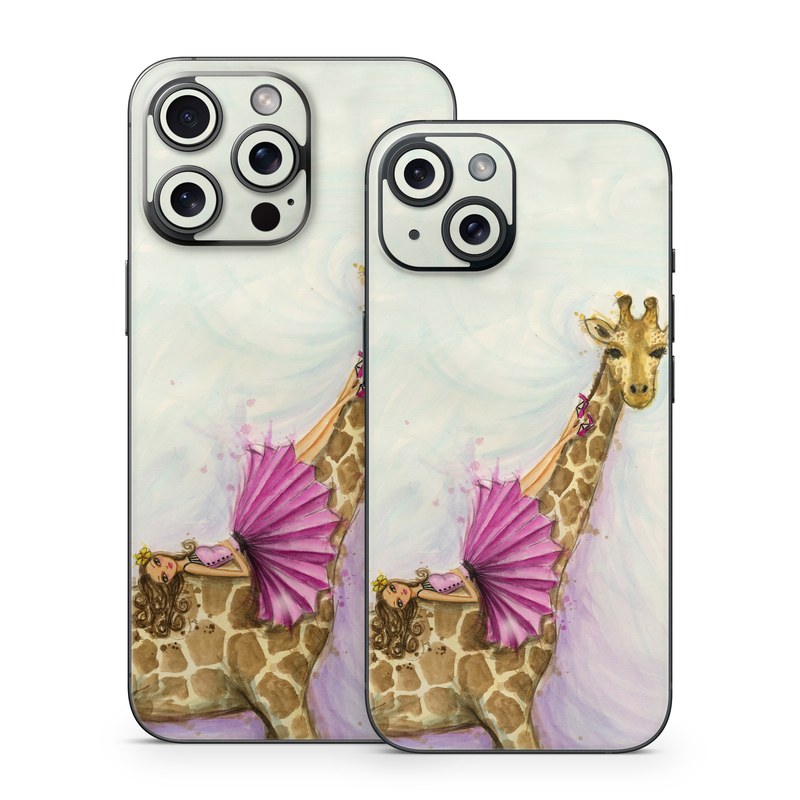 iPhone 15 Series Skin design of Giraffe, Giraffidae, Terrestrial animal, Pink, Wildlife, Snout, Fawn, Illustration, Watercolor paint, Magenta, with blue, brown, orange, pink colors