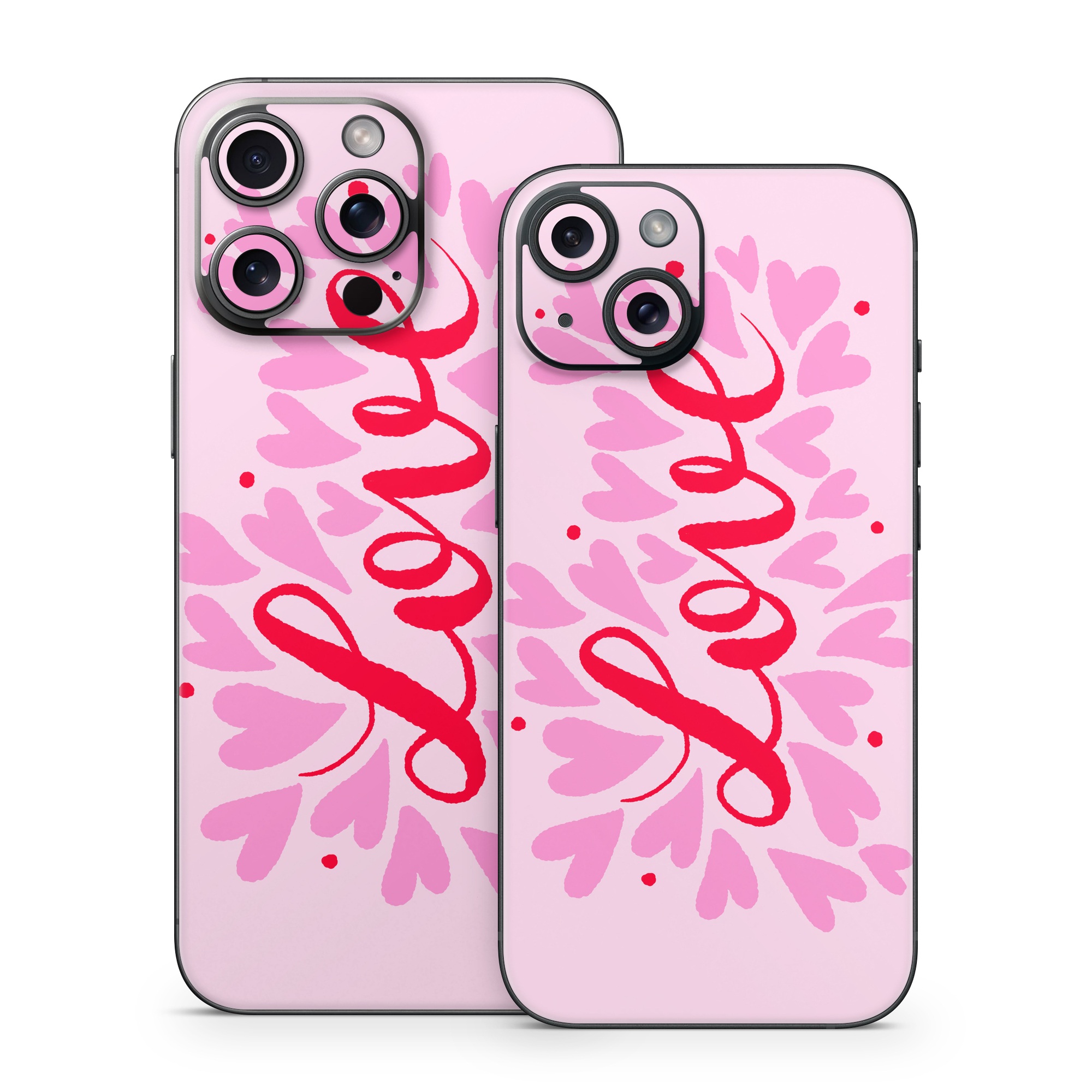 iPhone 15 Series Skin design of Plant, Pink, Font, Art, Magenta, Pattern, Logo, Peach, Event, Graphics, with pink, red colors