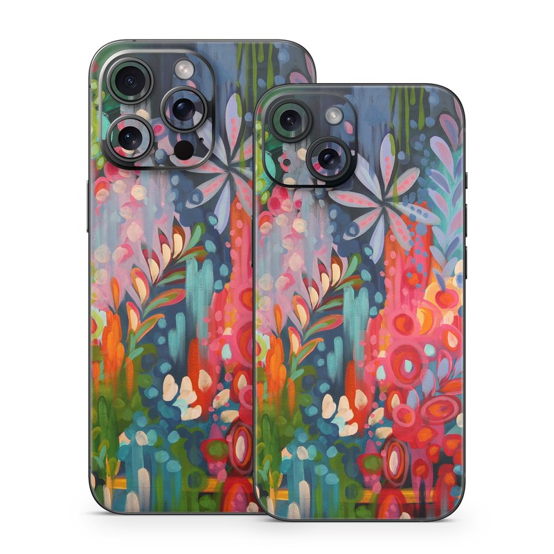 iPhone 15 Series Skin design of Painting, Modern art, Acrylic paint, Art, Visual arts, Watercolor paint, Child art, Flower, Plant, Tree, with blue, red, orange, purple, yellow, pink, green colors