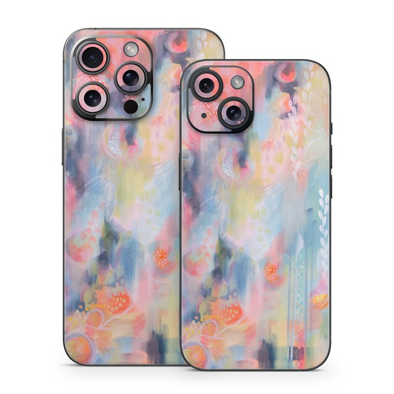 iPhone 15 Series Skin design of Painting, Watercolor paint, Modern art, Acrylic paint, Art, Visual arts, Paint, Artwork, Dye, with blue, pink, orange, yellow, red, white colors