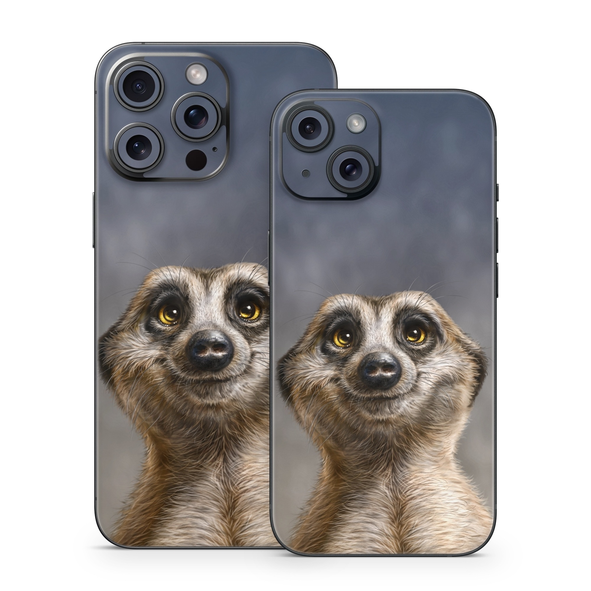 iPhone 15 Series Skin design of Face, Head, Eye, Eyelash, Human body, Carnivore, Iris, Terrestrial animal, Whiskers, Snout, with white, gray, brown, yellow, black, blue colors