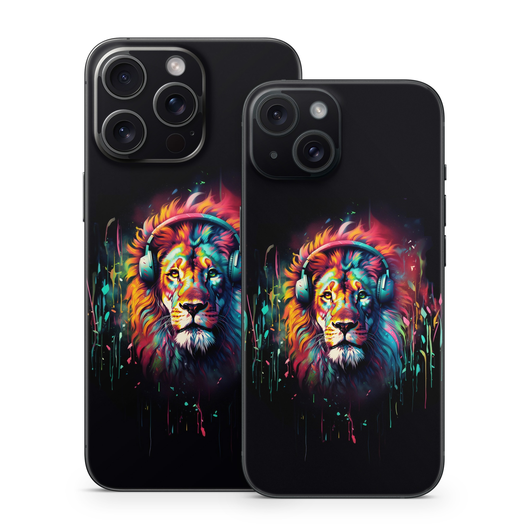 iPhone 15 Series Skin design of Felidae, Siberian tiger, Bengal tiger, Carnivore, Big cats, Tiger, Painting, Art, Font, Paint, with black, red, yellow, orange, green, blue, pink colors