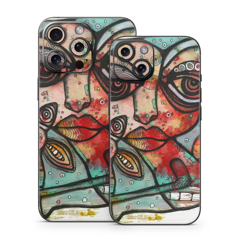 iPhone 15 Series Skin design of Modern art, Art, Painting, Illustration, Visual arts, Psychedelic art, Acrylic paint, Watercolor paint, Graffiti, Drawing, with gray, black, red, green, blue, white colors
