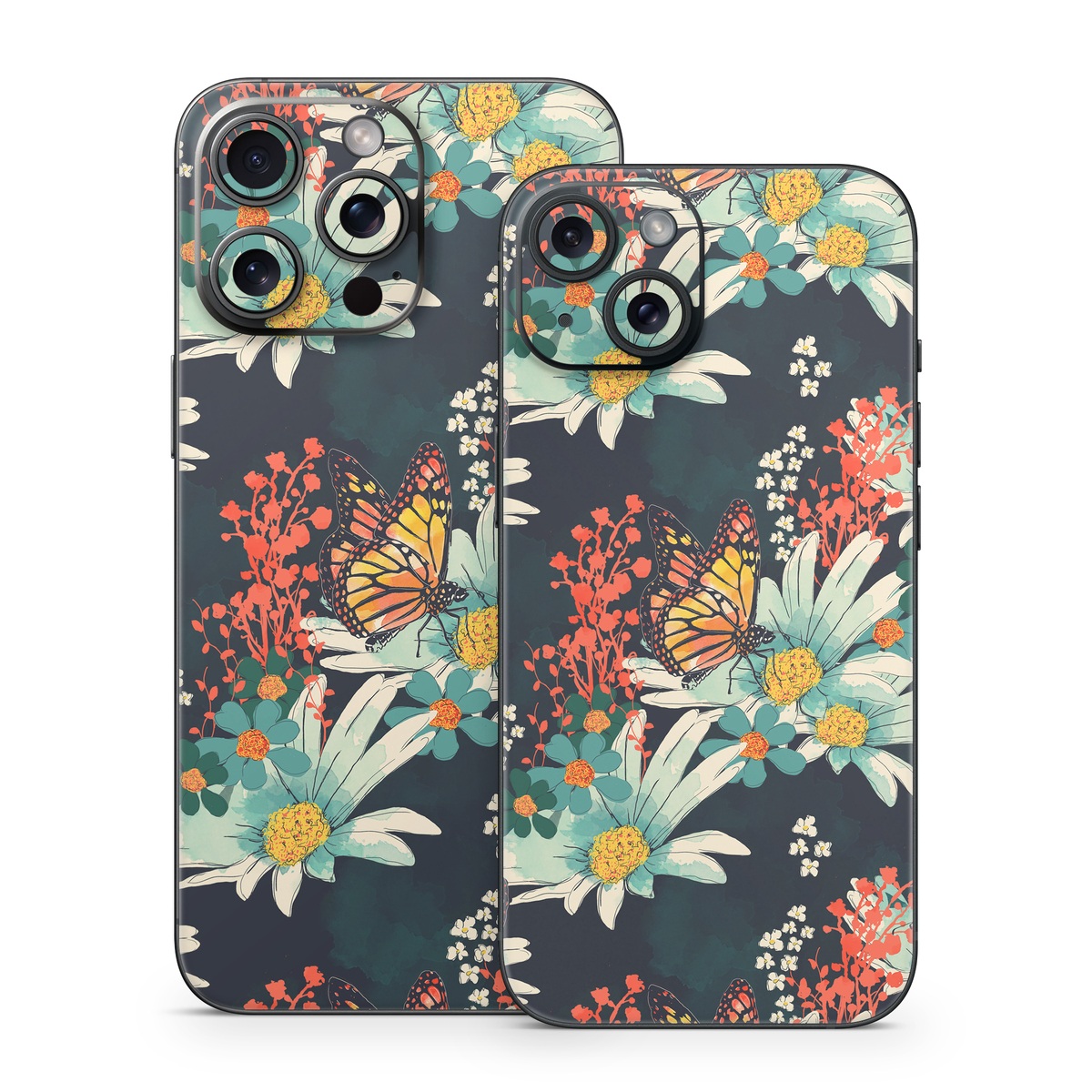 iPhone 15 Series Skin design of Floral design, Pattern, Flower, Floristry, Textile, Botany, Plant, Visual arts, Design, Flower Arranging, with black, gray, green, red, blue, pink colors