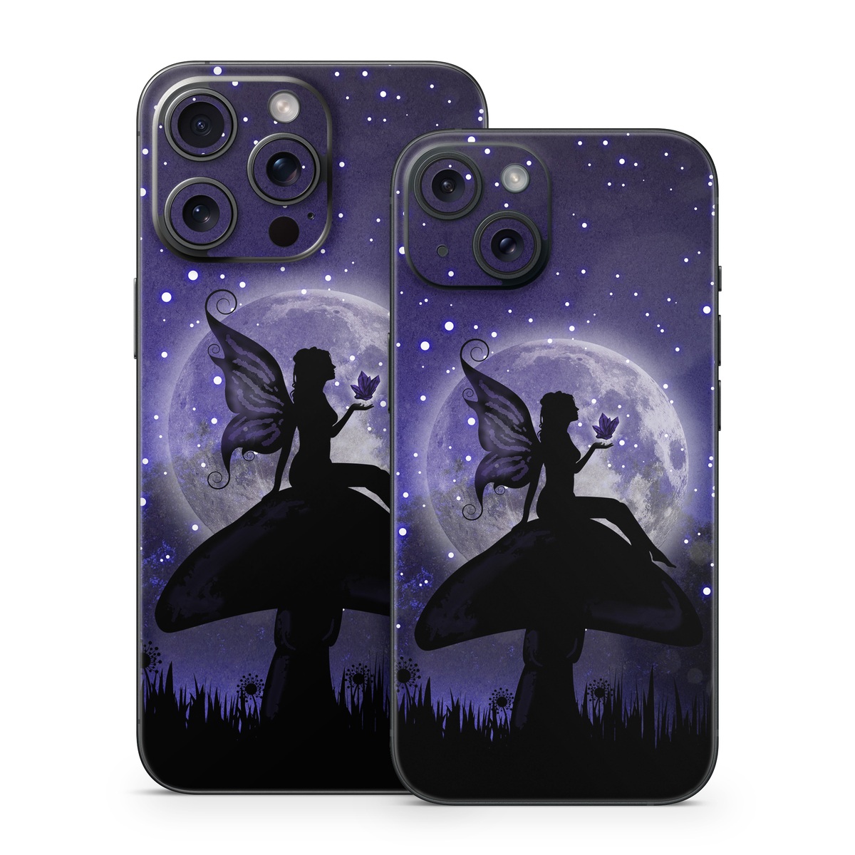 iPhone 15 Series Skin design of Purple, Sky, Moonlight, Cg artwork, Fictional character, Darkness, Night, Illustration, Space, Star, with black, blue, gray, purple colors