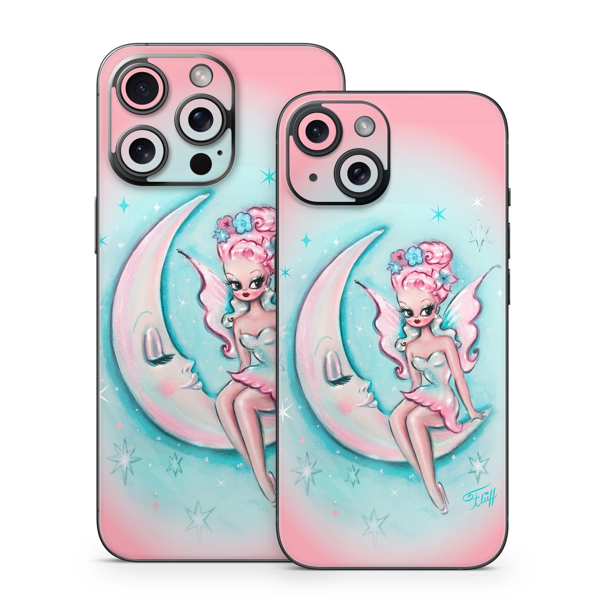 iPhone 15 Series Skin design of Fictional character, Angel, Cartoon, Pink, Illustration, Mythical creature, Art, with blue, pink, white colors