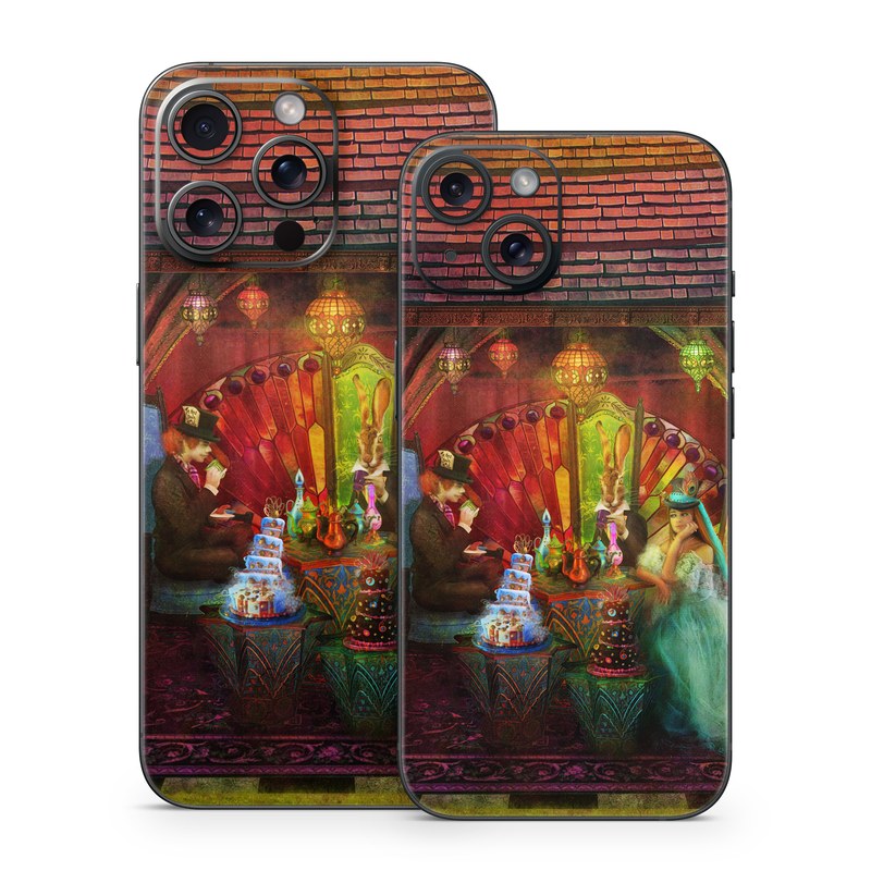 iPhone 15 Series Skin design of Hindu temple, Temple, Art, Painting, Place of worship, Stage, Fictional character, with black, red, green, blue, gray colors