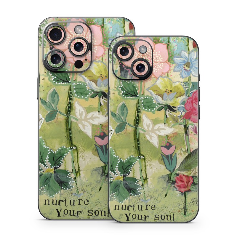 iPhone 15 Series Skin design of Flower, Plant, Botany, Pink, Wildflower, Flowering plant, Watercolor paint, Petal, Floral design, Pattern, with green, pink, red, blue, white, black colors