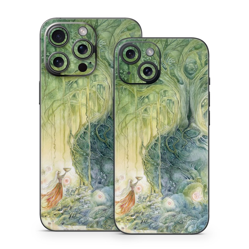 iPhone 15 Series Skin design of Green, Watercolor paint, Painting, Water, Art, Illustration, Grass, Tree, Plant, Fictional character, with blue, green, red, yellow colors