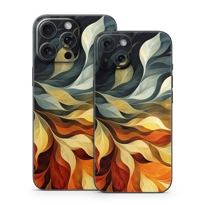 iPhone 15 Series Skin design of Yellow, Orange, Art, Brown, Visual arts, Modern art, Design, Graphics, Fractal art, Paint, with red, orange, yellow, white, black, gray colors