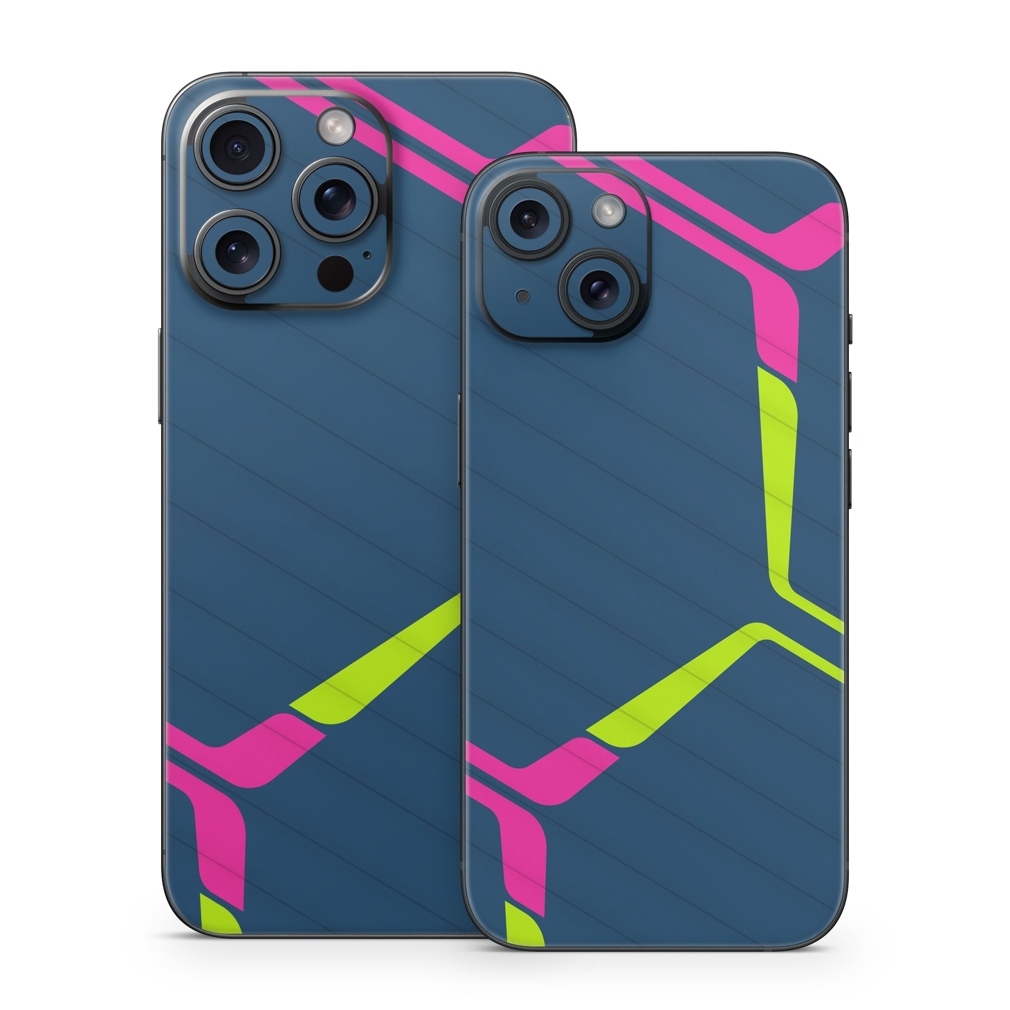 iPhone 15 Series Skin design of Colorfulness, Triangle, Violet, Font, Parallel, Circle, Magenta, Symmetry, Electric blue, Pattern, with blue, green, pink colors