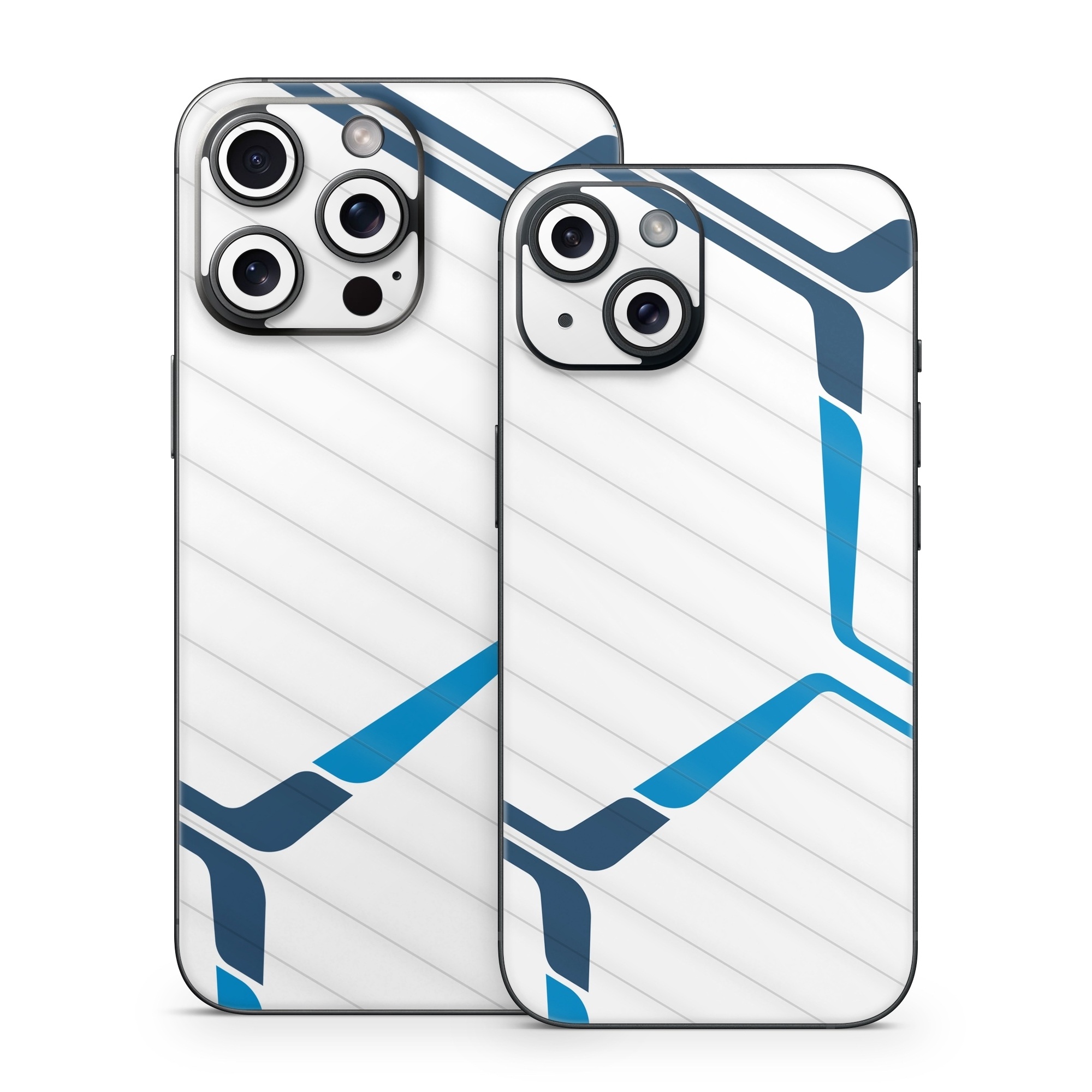 iPhone 15 Series Skin design of Textile, Sleeve, Font, Parallel, Pattern, Electric blue, Jersey, Sportswear, Symmetry, Graphics, with white, blue colors