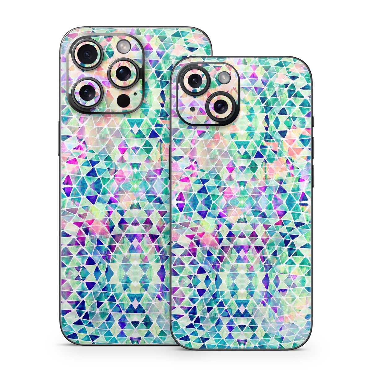 iPhone 15 Series Skin design of Pattern, Aqua, Line, Teal, Purple, Turquoise, Design, with white, blue, purple, orange, green colors