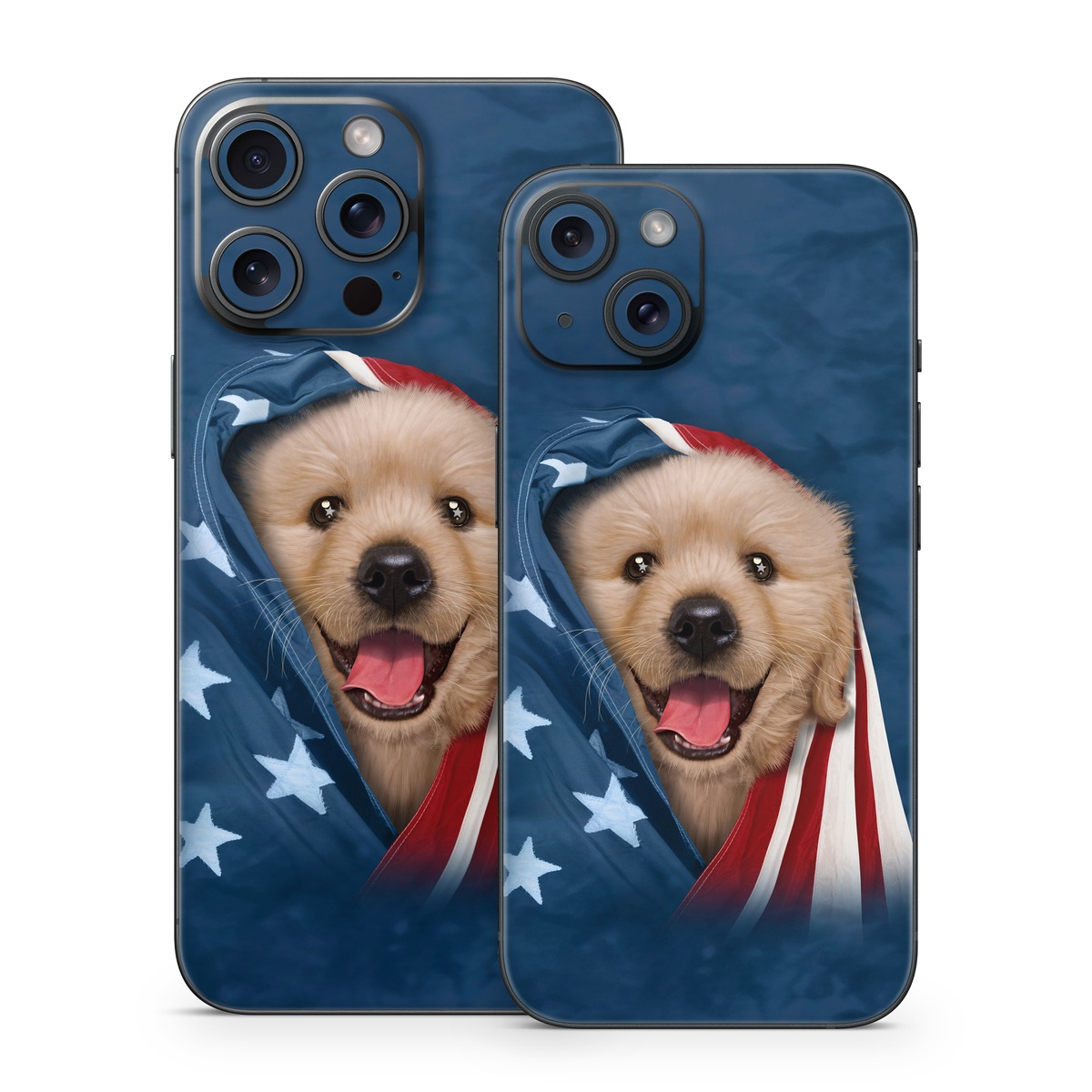 iPhone 15 Series Skin design of Dog, Canidae, Mammal, Dog breed, Carnivore, Puppy, Snout, Companion dog, Sporting Group, Pomeranian, with yellow, black, brown, white, blue, red colors