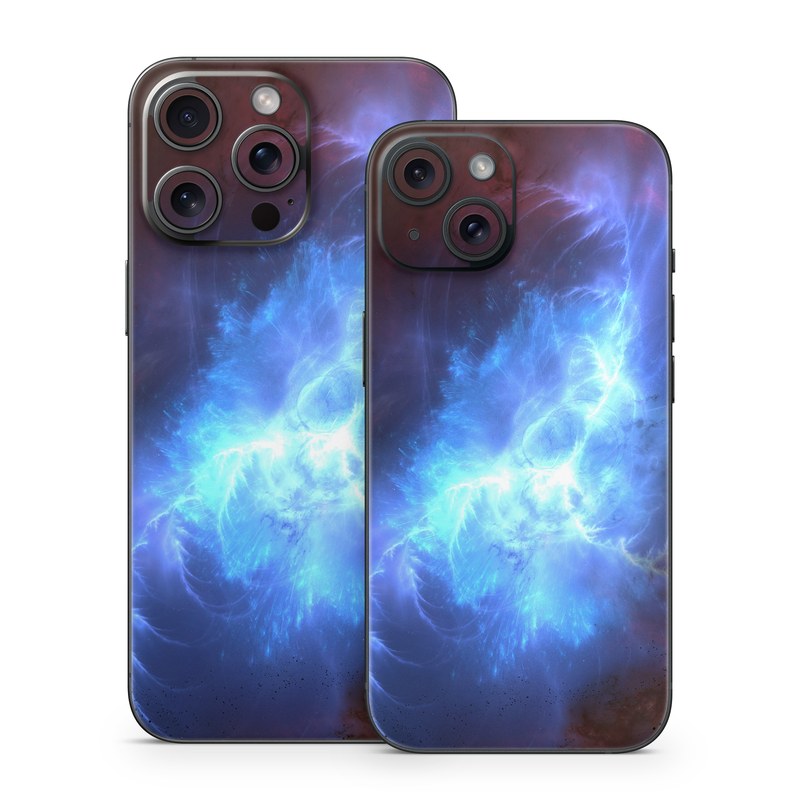 iPhone 15 Series Skin design of Sky, Atmosphere, Outer space, Space, Astronomical object, Fractal art, Universe, Electric blue, Art, Organism, with black, blue, purple colors