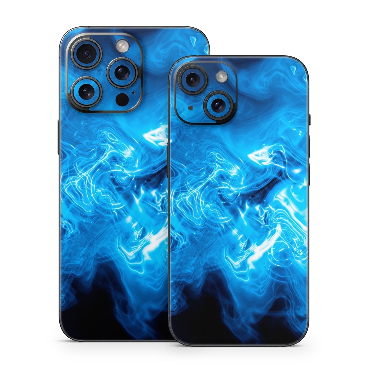 iPhone 15 Series Skin design of Blue, Water, Electric blue, Organism, Pattern, Smoke, Liquid, Art, with blue, black, purple colors
