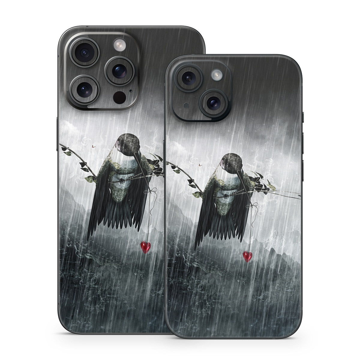 iPhone 15 Series Skin design of Water, Cg artwork, Graphic design, Fictional character, Darkness, Illustration, with black, gray, white, red colors