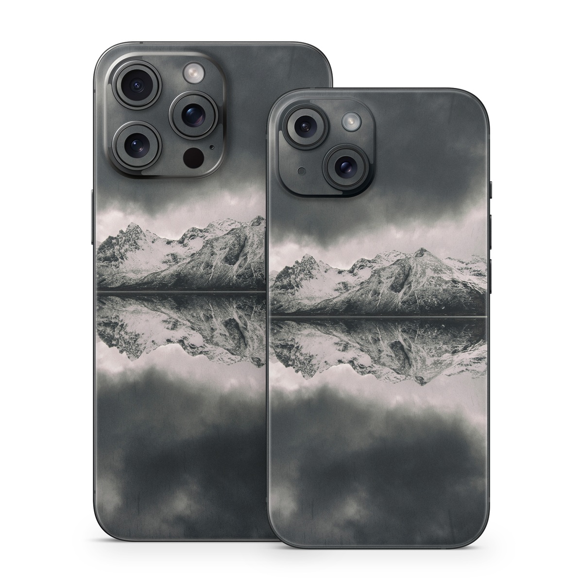 iPhone 15 Series Skin design of Sky, Cloud, Nature, Reflection, Water, Atmospheric phenomenon, Daytime, Black-and-white, Atmosphere, Calm, with white, black, gray colors