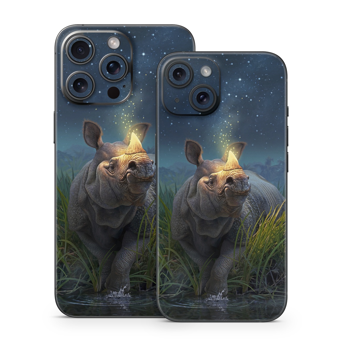 iPhone 15 Series Skin design of Wildlife, Sky, Photography, Grass, Fawn, with blue, green, gray, yellow, white colors