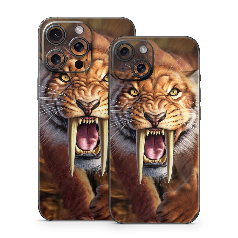 iPhone 15 Series Skin design of Roar, Felidae, Facial expression, Wildlife, Whiskers, Bengal tiger, Carnivore, Snout, Big cats, Fang, with black, orange, yellow, white colors