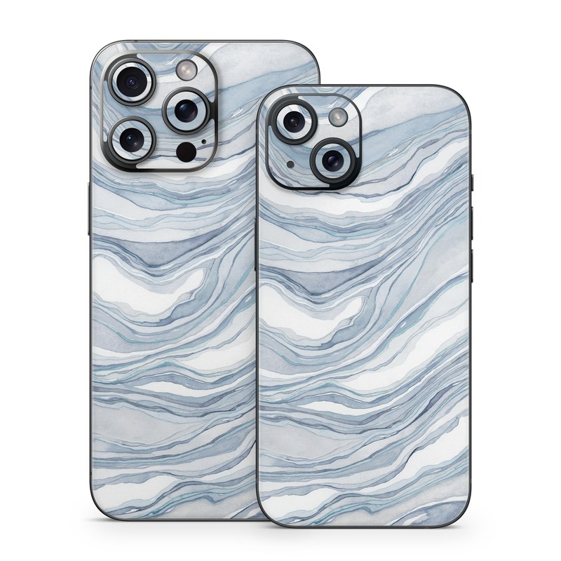 iPhone 15 Series Skin design of Water, Liquid, Azure, Fluid, Grey, Aqua, Pattern, Wind wave, Electric blue, Wind, with blue, white colors