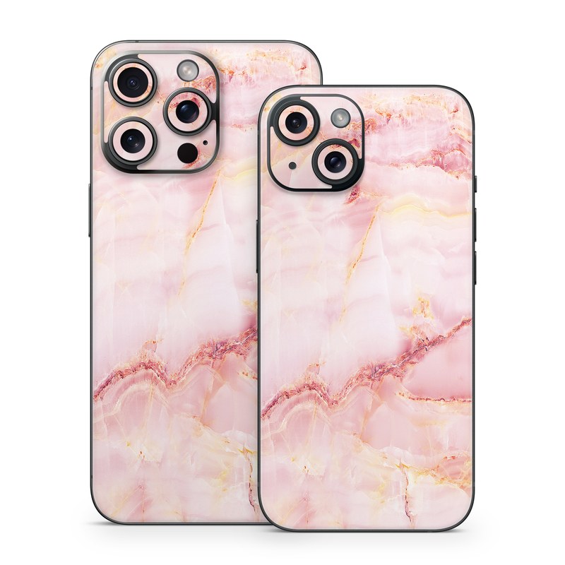 iPhone 15 Series Skin design of Pink, Peach, with white, pink, red, yellow, orange colors