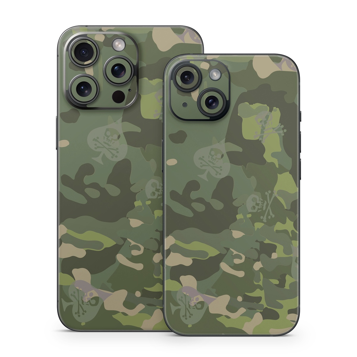 iPhone 15 Series Skin design of Military camouflage, Pattern, Camouflage, Uniform, Clothing, Green, Design, Leaf, Plant, Illustration, with green, brown colors