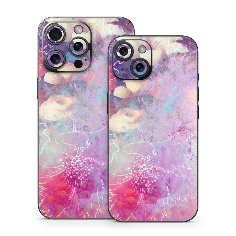 iPhone 15 Series Skin design of Purple, Violet, Pink, Graphic design, Illustration, Sky, Art, Design, Watercolor paint, Graphics, with purple, white, red, orange, blue colors