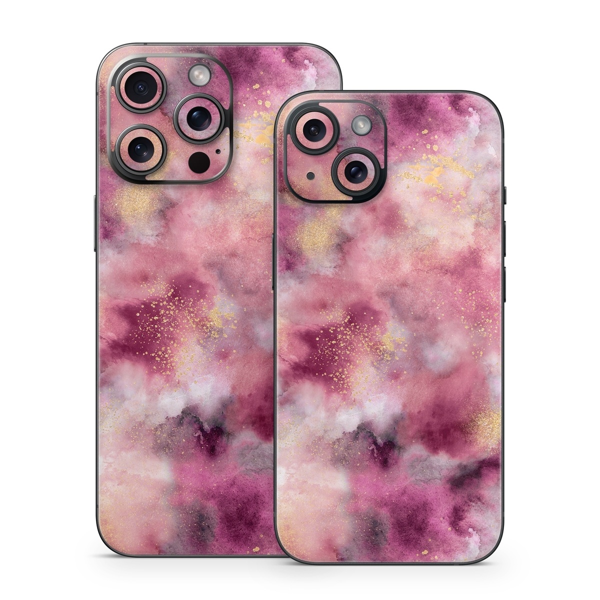 iPhone 15 Series Skin design of Purple, Pink, Magenta, Pattern, Plant, Art, Flower, Peach, Event, Petal, with white, black, red, purple, yellow, pink colors