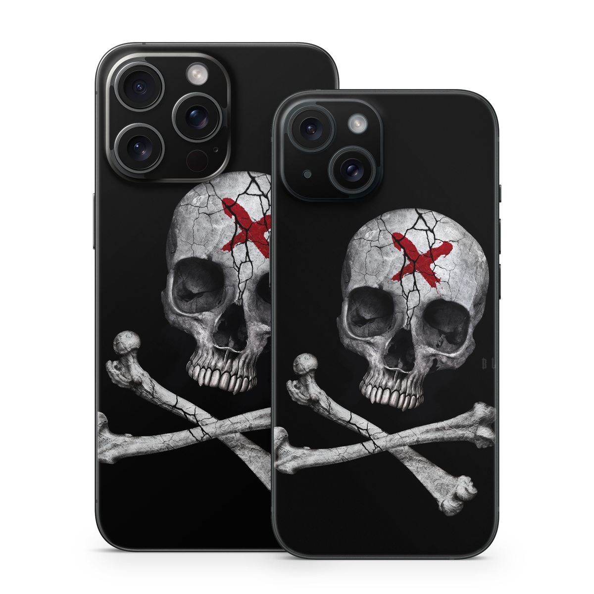 iPhone 15 Series Skin design of Bone, Skull, Skeleton, Jaw, Illustration, Animation, Fictional character, Still life photography, with black, white, gray colors