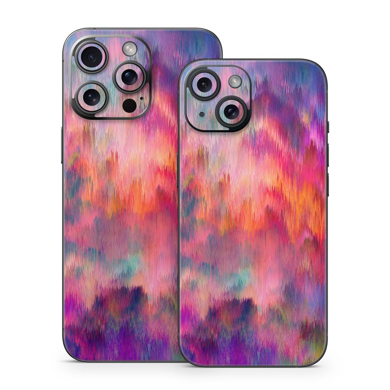 iPhone 15 Series Skin design of Sky, Purple, Pink, Blue, Violet, Painting, Watercolor paint, Lavender, Cloud, Art, with red, blue, purple, orange, green colors