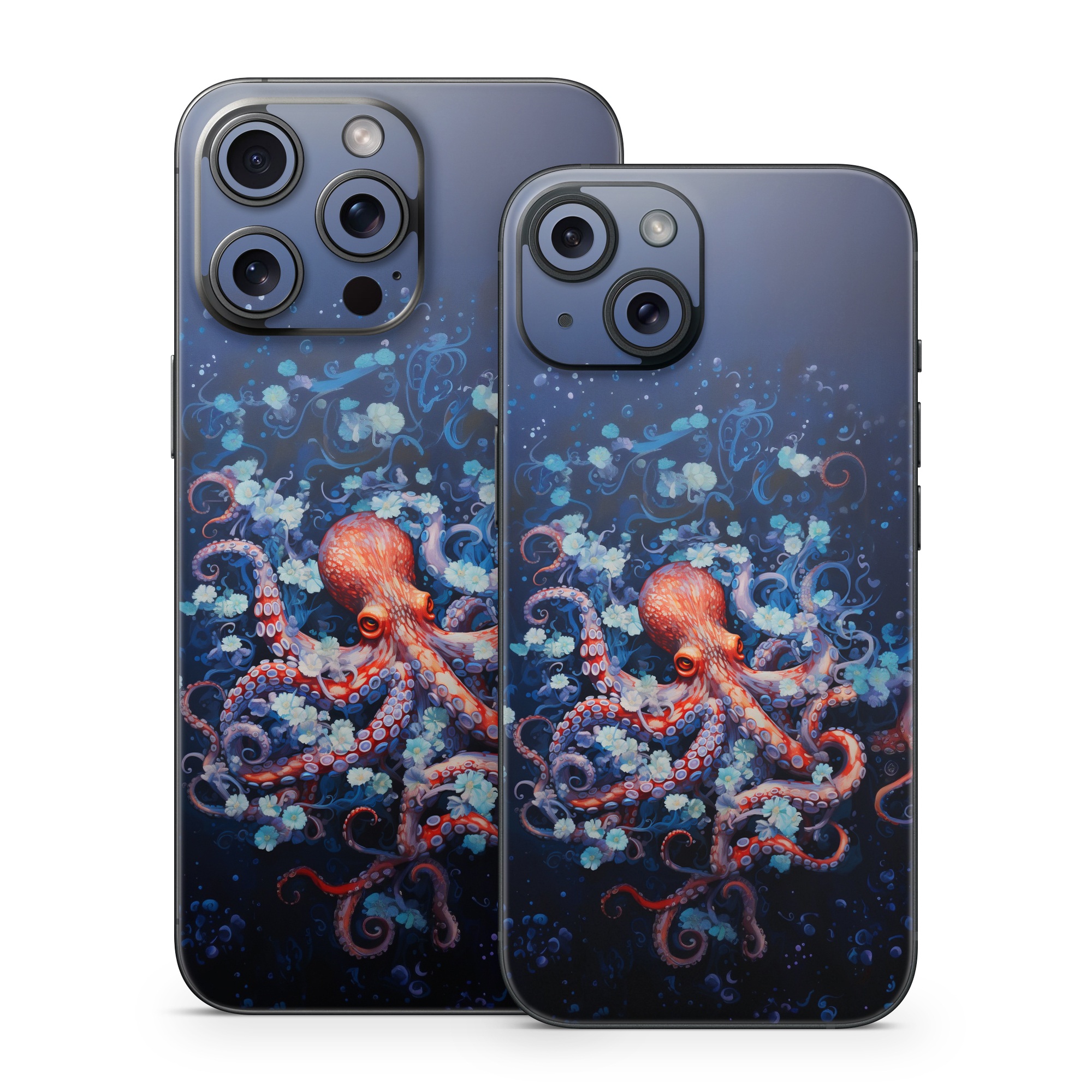 iPhone 15 Series Skin design of Water, Azure, Marine invertebrates, Liquid, Natural environment, Organism, Fluid, Art, Font, World, with blue, red, white, purple colors