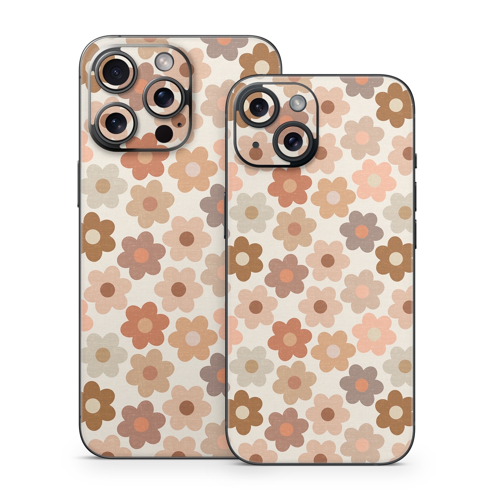 iPhone 15 Series Skin design of Brown, Orange, Textile, Material property, Pattern, Circle, Symmetry, Font, Tints and shades, Peach, with white, brown, yellow, pink colors