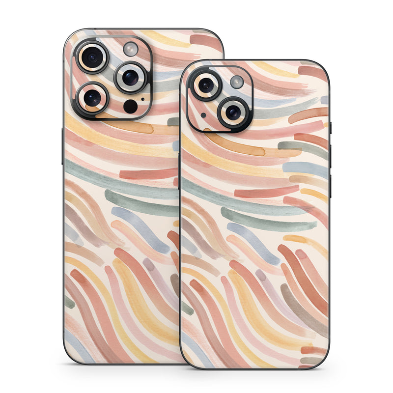 iPhone 15 Series Skin design of Orange, Brown, Pink, Design, Wallpaper, Motif, Paint, Pattern, Mixture, Modern art, with white, brown, blue, green, yellow, red colors
