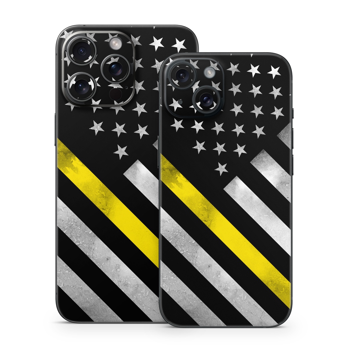 iPhone 15 Series Skin design of Flag of the united states, Flag, Yellow, Line, Black-and-white, Pattern, Monochrome, Graphic design, Parallel, with black, white, gray, yellow colors