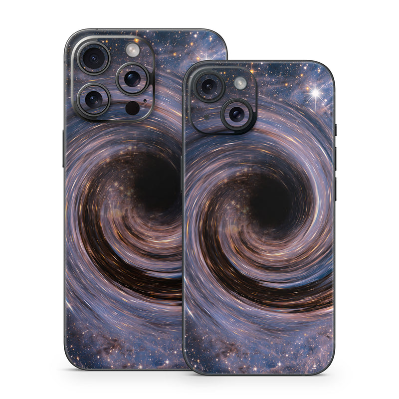 iPhone 15 Series Skin design of Spiral, Galaxy, Spiral galaxy, Outer space, Universe, Astronomical object, Astronomy, Vortex, Constellation, Milky Way, with black, white, yellow, orange, gray colors