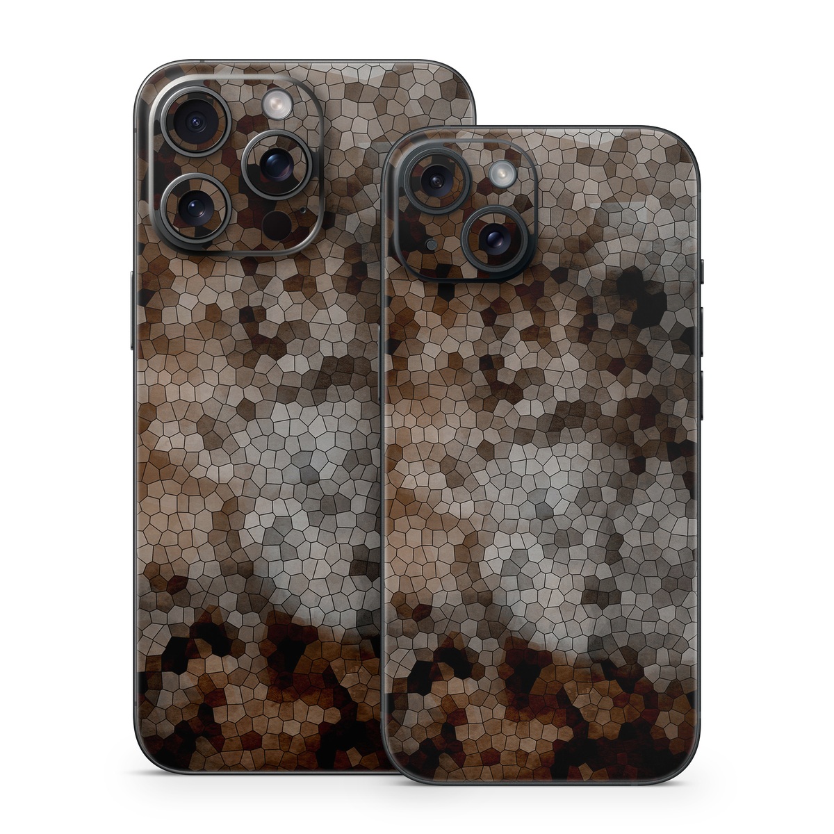 iPhone 15 Series Skin design of Brown, Design, Soil, Pattern, Rock, Rust, Granite, Metal, with black, white, gray, brown colors