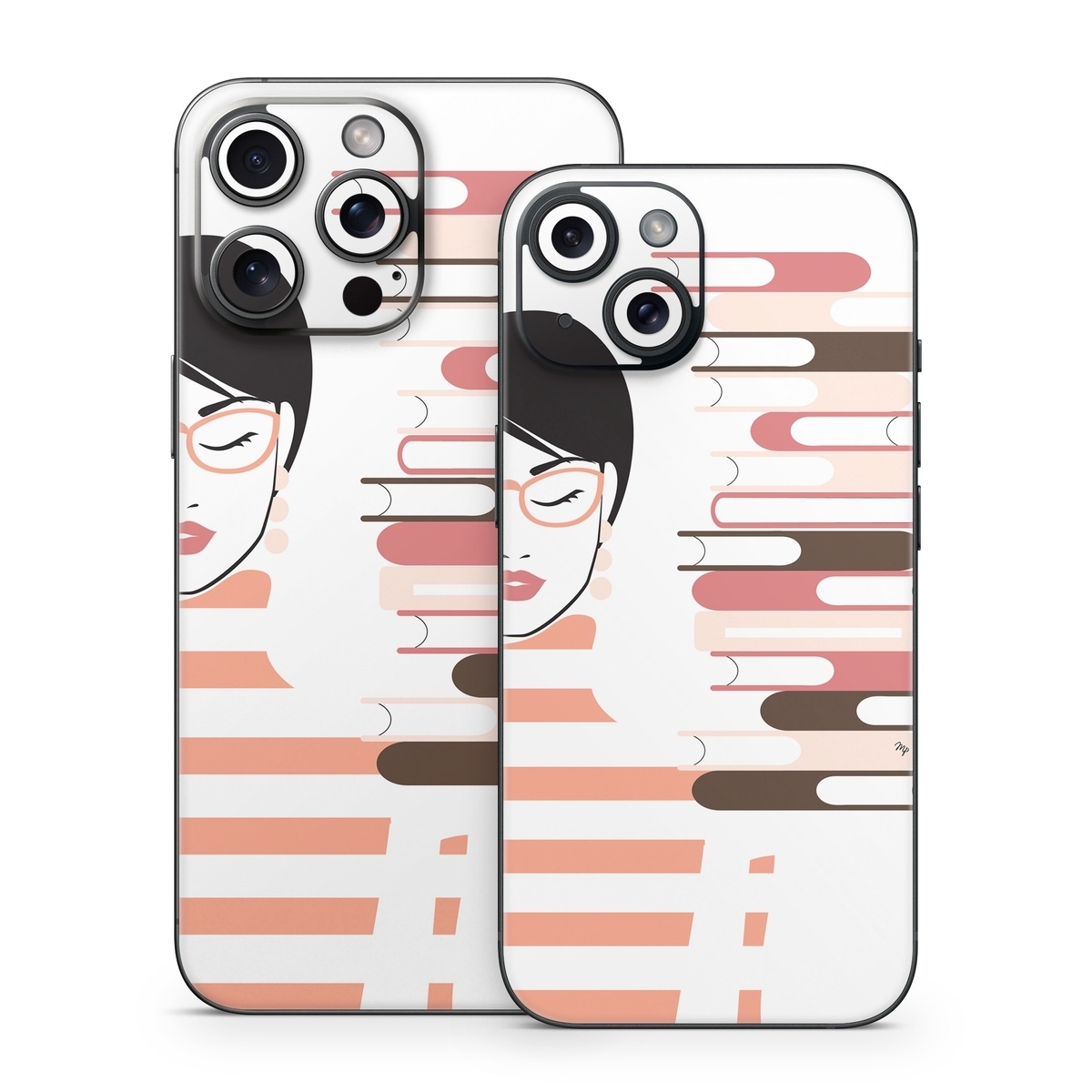 iPhone 15 Series Skin design of Eyebrow, Gesture, Font, Carmine, Graphics, Thumb, Art, Illustration, Graphic design, Lipstick, with white, black, pink, brown, red colors
