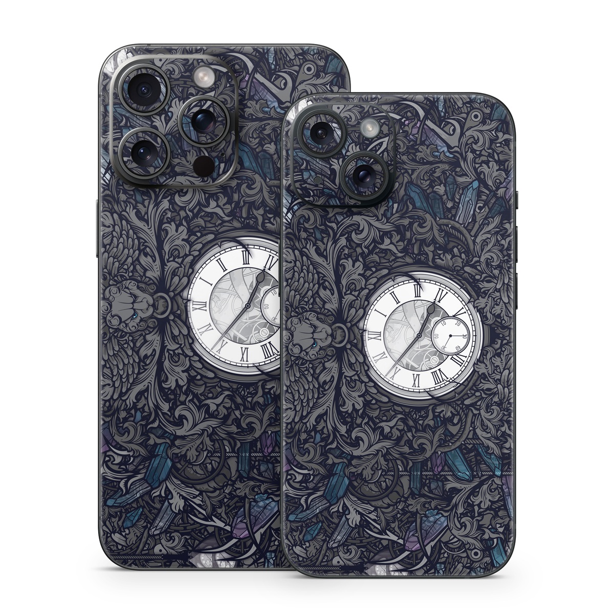 iPhone 15 Series Skin design of Blue, Pattern, Psychedelic art, Design, Circle, Art, Font, Graphic design, Visual arts, Illustration, with black, gray colors