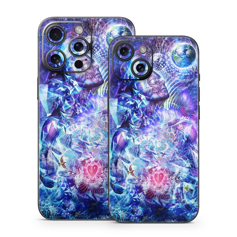 iPhone 15 Series Skin design of Blue, Purple, Violet, Lavender, Majorelle blue, Psychedelic art, Electric blue, Organism, Art, Design, with blue, green, purple, red, pink colors