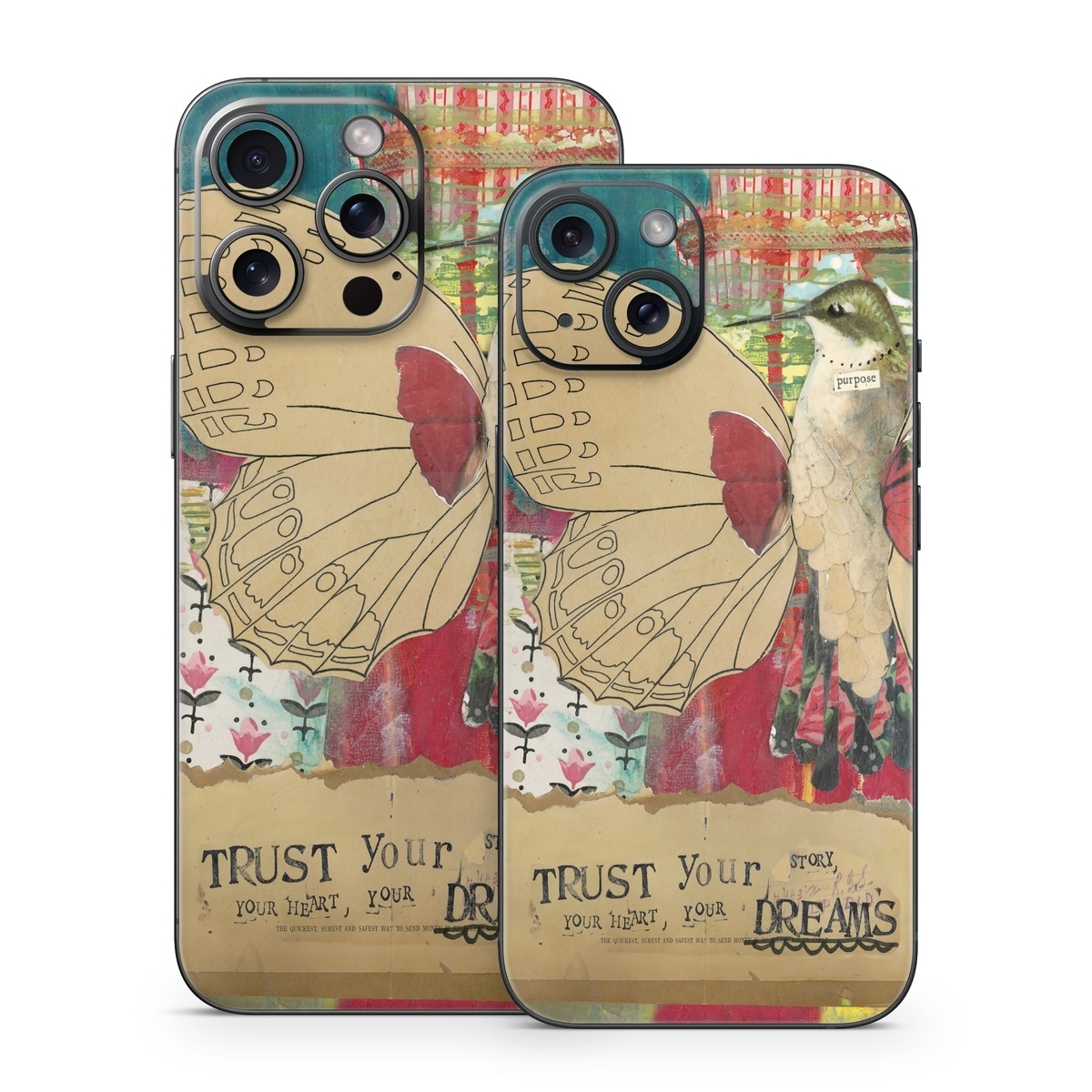 iPhone 15 Series Skin design of Butterfly, Insect, Moths and butterflies, Pink, Pollinator, Illustration, Wing, Moth, Art, Invertebrate, with yellow, green, brown, red, blue, pink colors
