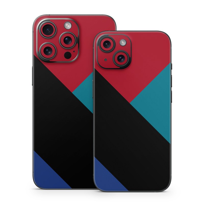iPhone 15 Series Skin design of Blue, Green, Turquoise, Azure, Teal, Electric blue, Line, Pattern, Design, Graphic design, with black, blue, red colors