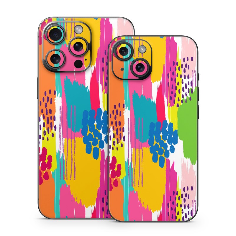 iPhone 15 Series Skin design of Colorfulness, Textile, Rectangle, Font, Line, Painting, Art, Magenta, Material property, Pattern, with white, pink, yellow, orange, blue, red colors