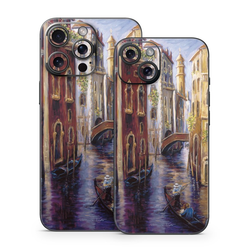 iPhone 15 Series Skin design of Painting, Watercolor paint, Waterway, Gondola, Canal, Art, Modern art, Acrylic paint, Visual arts, Building, with black, gray, red, green, blue, pink colors