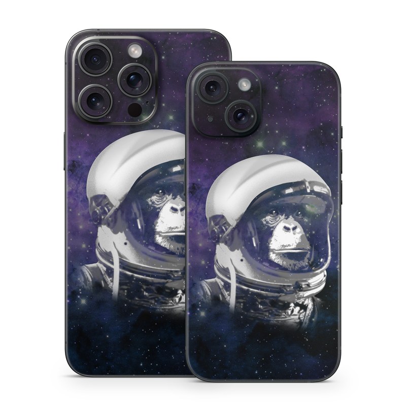 iPhone 15 Series Skin design of Helmet, Astronaut, Personal protective equipment, Illustration, Space, Outer space, Headgear, Fictional character, Sports gear, Football gear, with black, gray, blue, white colors