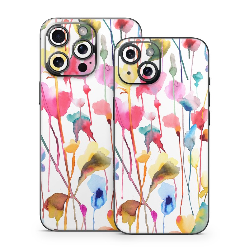iPhone 15 Series Skin design of Plant, Petal, Art, Font, Pattern, Automotive wheel system, Event, Visual arts, Party supply, Pole, with white, red, pink, yellow, orange, green, blue, purple colors