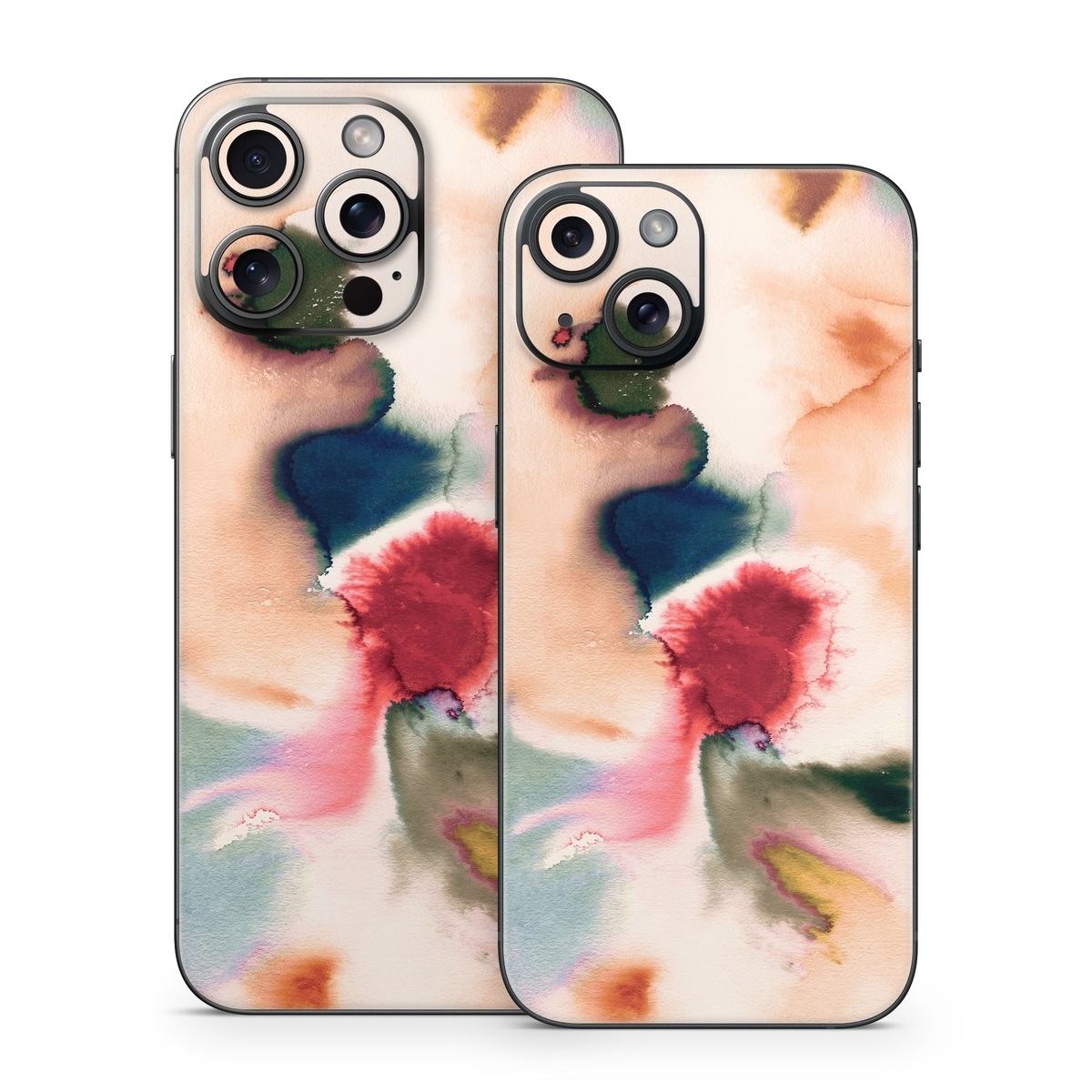 iPhone 15 Series Skin design of Petal, Pink, Creative arts, Plant, Tints and shades, Art, Pattern, Porcelain, Close-up, Natural material, with white, blue, red, brown, orange, yellow, green colors
